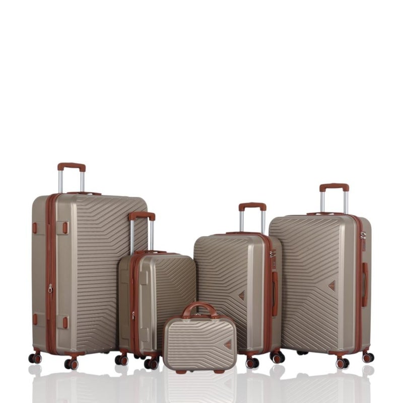 أفياتور طقم حقائب سفر دبش عروسة - مكون من 5قطع يشمل  -بكفرات دبل صامتة - ماركة AVIATOR - Image 1